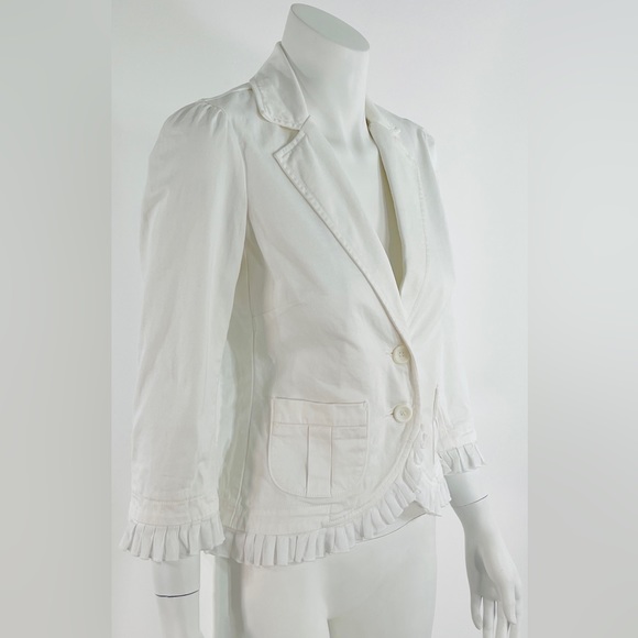 Juicy Couture Vintage Ruffle Trim Jacket White Cotton size 2 Made With Love P&G - Picture 2 of 12